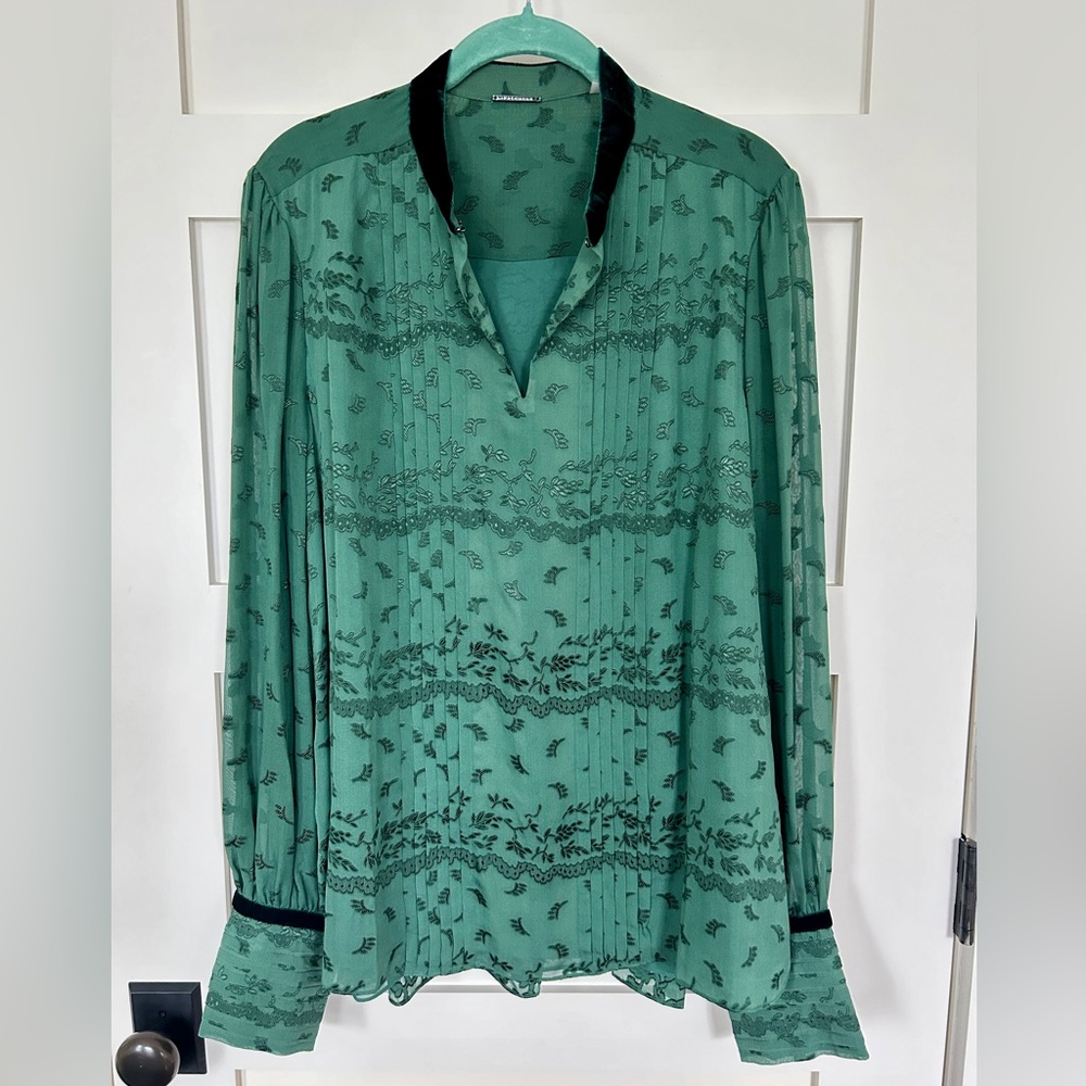 Elie Tahari Tailored Blouse Green New